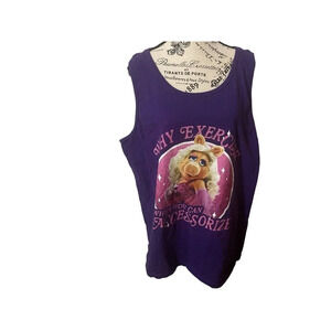 Disney The Muppets Miss Piggy Why Exercise Accessorize Purple Tank Top Size XL